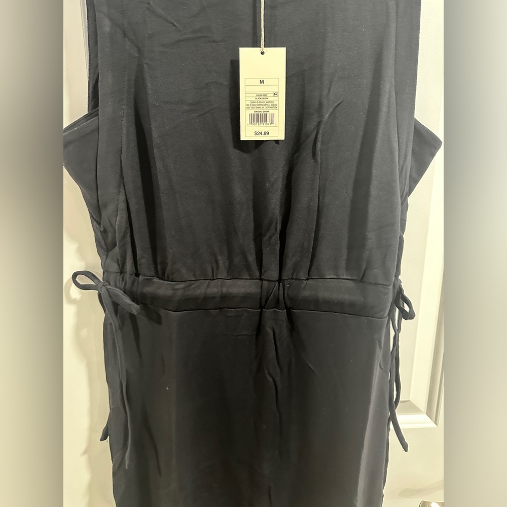 NWT A New Day Sleeveless Black Ruched Tie Waist Dress. - Picture 6 of 7